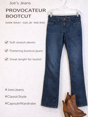 Joe's Jeans Provocateur Bootcut Jeans - Dark Blue size 28 mid rise stretch denim